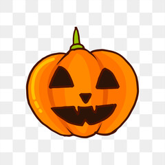 vector illustration of halloween jack o lantern pumpkin isolated on transparent background. hand drawn vector. doodle halloween party. modern scribble for kids, sticker, logo, poster, clip art, banner