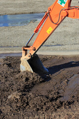 土木工事現場のパワーショベル