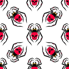 Seamless pattern, skull spider, vector illustration