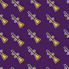 seamless pattern with witcher broom isolated on violet background. symbol for halloween celebration. hand drawn vector. modern scribble for wallpaper, cover, backdrop, fabric, wrapping paper and gift.