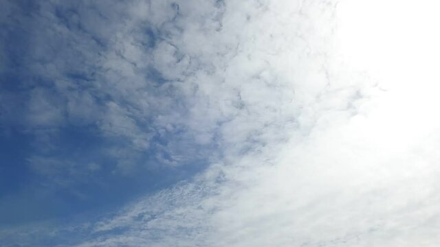 青空の背景素材。白い雲がどんどん流れてきます。タイムラプス動画。