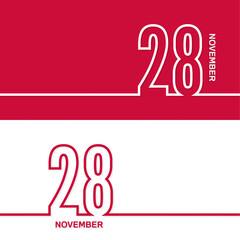 November 28. Set of vector template banners for calendar, event date.