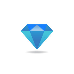 Simple Realistic Blue Diamond Icon Sign Illustration Design, Jewel Diamond Symbol Template Vector
