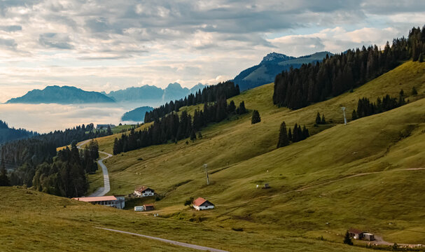 Beautiful alpine summer morning view at the famous Sudelfeld near Spitzingsee, Bavaria, Germany