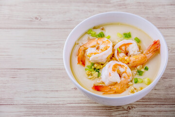 Steamed eggs with shrimp