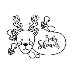 baby shower lettering with reindeer line style