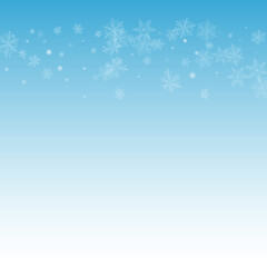 White Snowfall Vector Blue Background. Fantasy 
