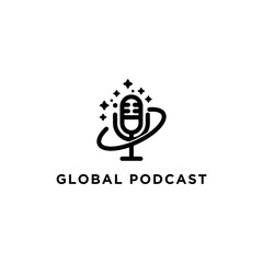Podcast Planet logo design template Simple icons, vector logos for corporate identity. - Vector