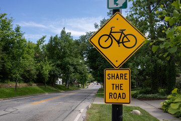 Street sign, share the road, driver safety
