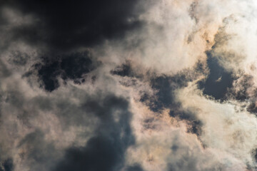 Dark and Dramatic Storm Clouds with sunlight in the background