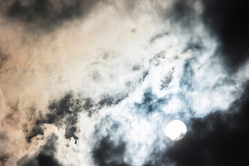 Dark and Dramatic Storm Clouds with sunlight in the background
