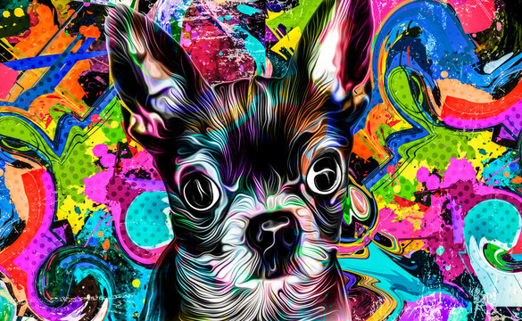 colorful background art with Chihuahua 