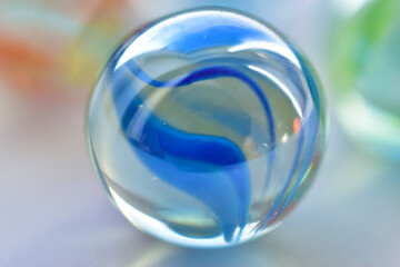Decorative multicolored glass balls on a white background