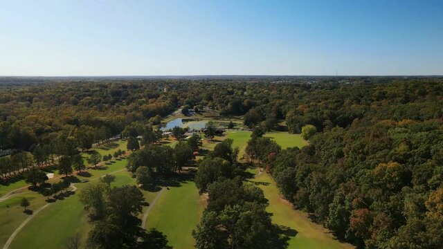 Drone footage revealing Swan Lake Golf Course in Clarksville Tennessee