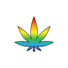 Cannabis Rainbow leaf icon. Colorful marijuana illustration isolated in the white background