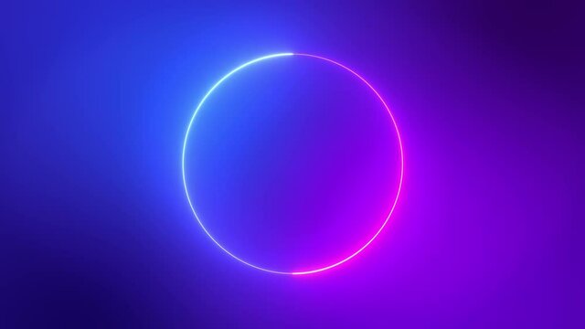 Minimalist colorful blue pink and purple neon circles abstract motion background