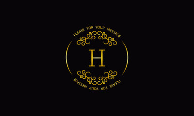 Graceful gold monogram design template. Elegant logo with H sign for royalty, business card, boutique, hotel, heraldic, jewelry.