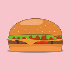 Fresh burger. Fast food vector illustration 