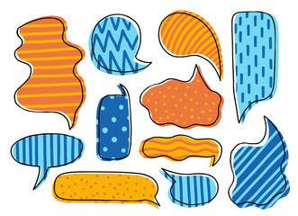 Collection hand drawn communicate speech. Design element business message.