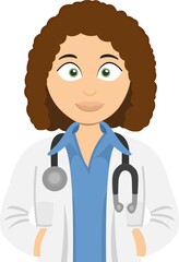 Fototapeta premium Vector emoticon illustration of a female doctor