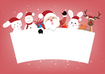 Christmas decoration greeting card template with blank sign.