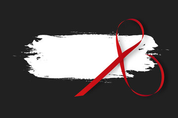 world aids day concept. red ribbon on black background