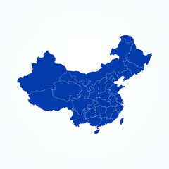 Naklejka premium High Detailed Blue Map of China on White isolated background, Vector Illustration EPS 10