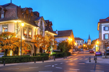 Fototapeta na wymiar Crissier village, near Lausanne, Switzerland with Hotel de Ville