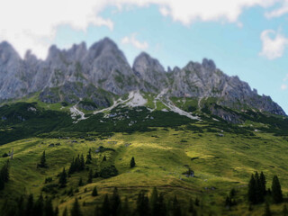 Fototapeta na wymiar Austrian Mountains Tilt-Shift