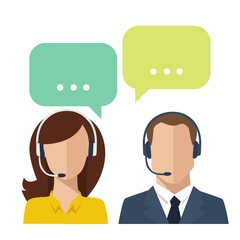 Telecom operators professions avatars male and female