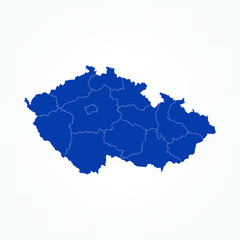 High Detailed Blue Map of Czech Republic on White isolated background, Vector Illustration EPS 10