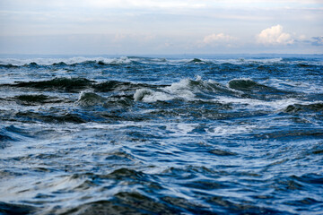 A rough ocean, rough waves on the ocean off the coast of France.
