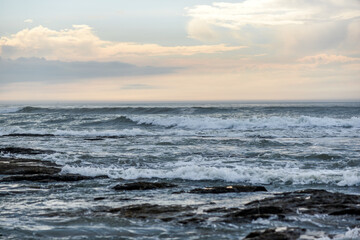 Fototapeta premium A rough ocean, rough waves on the ocean off the coast of France.