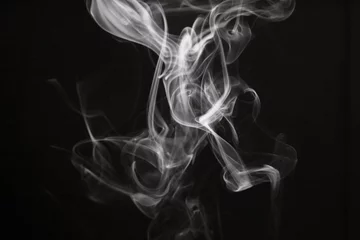 Foto op Plexiglas White smoke blot on black background © Liliia
