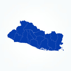 Naklejka premium High Detailed Blue Map of El Salvador on White isolated background, Vector Illustration EPS 10