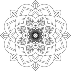 Easy Mandala coloring book simple and basic for beginners, seniors and children. Set of Mehndi flower pattern for Henna drawing and tattoo. Decoration in ethnic oriental, Indian style.