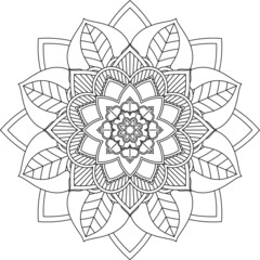Easy Mandala coloring book simple and basic for beginners, seniors and children. Set of Mehndi flower pattern for Henna drawing and tattoo. Decoration in ethnic oriental, Indian style.