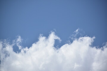 A shot of bright blue sky with puffy white clouds.