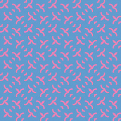 Vector seamless pattern texture background with geometric shapes, colored in blue, pink colors.