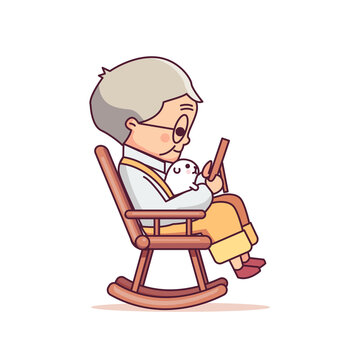 Old Man Sitting in Rocking Chair