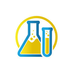 flask sign Lab logo template vector design researh science technology symbol