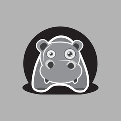 modern cute hippo Logo Design vector element illustration
