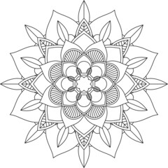 Easy Mandala coloring book simple and basic for beginners, seniors and children. Set of Mehndi flower pattern for Henna drawing and tattoo. Decoration in ethnic oriental, Indian style.