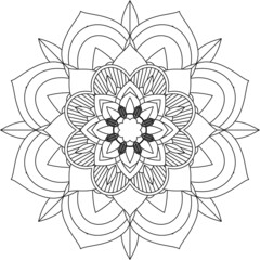 Easy Mandala coloring book simple and basic for beginners, seniors and children. Set of Mehndi flower pattern for Henna drawing and tattoo. Decoration in ethnic oriental, Indian style.