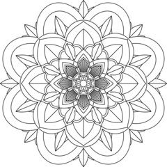 Easy Mandala coloring book simple and basic for beginners, seniors and children. Set of Mehndi flower pattern for Henna drawing and tattoo. Decoration in ethnic oriental, Indian style.
