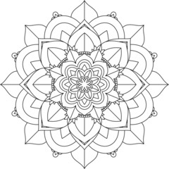 Easy Mandala coloring book simple and basic for beginners, seniors and children. Set of Mehndi flower pattern for Henna drawing and tattoo. Decoration in ethnic oriental, Indian style.