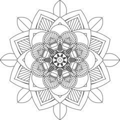 Easy Mandala coloring book simple and basic for beginners, seniors and children. Set of Mehndi flower pattern for Henna drawing and tattoo. Decoration in ethnic oriental, Indian style.