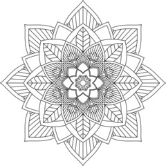 Easy Mandala coloring book simple and basic for beginners, seniors and children. Set of Mehndi flower pattern for Henna drawing and tattoo. Decoration in ethnic oriental, Indian style.