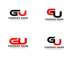 Set of Initial Letter GU Logo Template Design