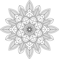 Easy Mandala coloring book simple and basic for beginners, seniors and children. Set of Mehndi flower pattern for Henna drawing and tattoo. Decoration in ethnic oriental, Indian style.